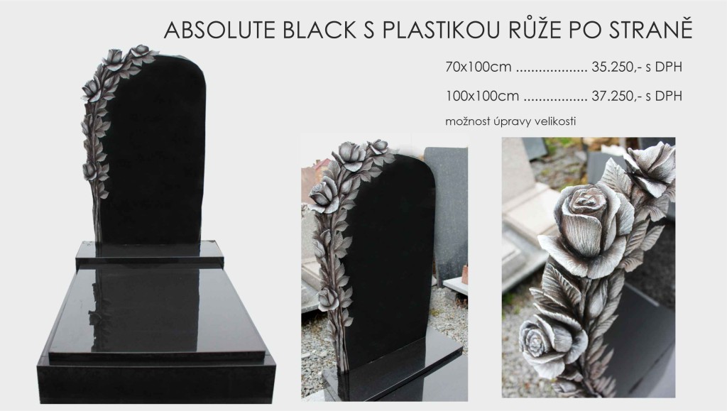 Absolute black s plastikou růže po straně